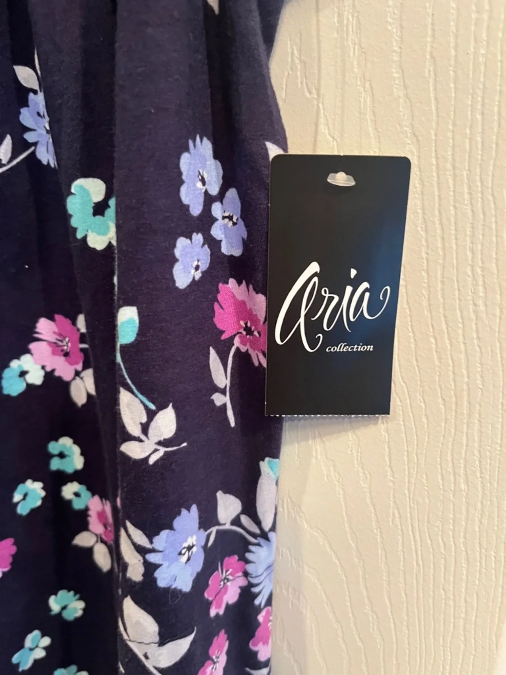 Aria Navy Floral Nightgown with Lavender & Teal Accents - Picture 4 of 7